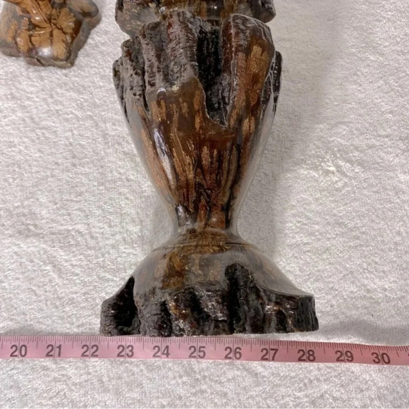 Vintage  Wabi-Sabi Hand Turned Live Edge Chrysanthemum Wood Vase Candle Holders - Picture 15 of 16